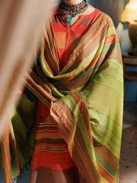 Orange Yarn Dyed Jacquard 3 Piece Unstitched - ALP-3PS-1888