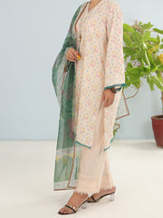 Beige Lawn 3 Piece Stitched - ALP-3PS-1900 - Almirah Online