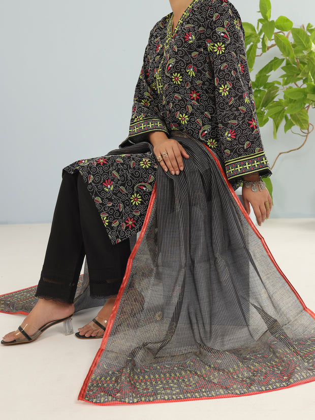 Black Lawn 3 Piece Unstitched - ALP-3PS-1901 - Almirah Online