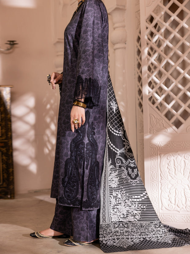 Charcoal Cambric 3 Piece Stitched - ALP-3PS-1904 - Almirah Online