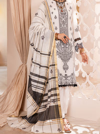 Off White Jacquard 3 Piece Stitched - ALP-3PS-1906