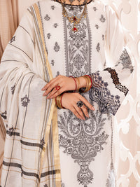 Off White Jacquard 3 Piece Stitched - ALP-3PS-1906