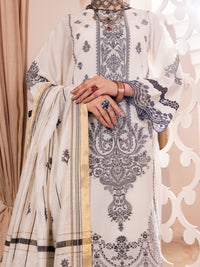 Off White Jacquard 3 Piece Stitched - ALP-3PS-1906