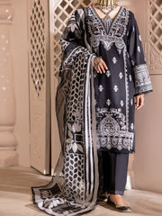 Black Cambric 3 Piece Stitched - ALP-3PS-1907 - Almirah Online