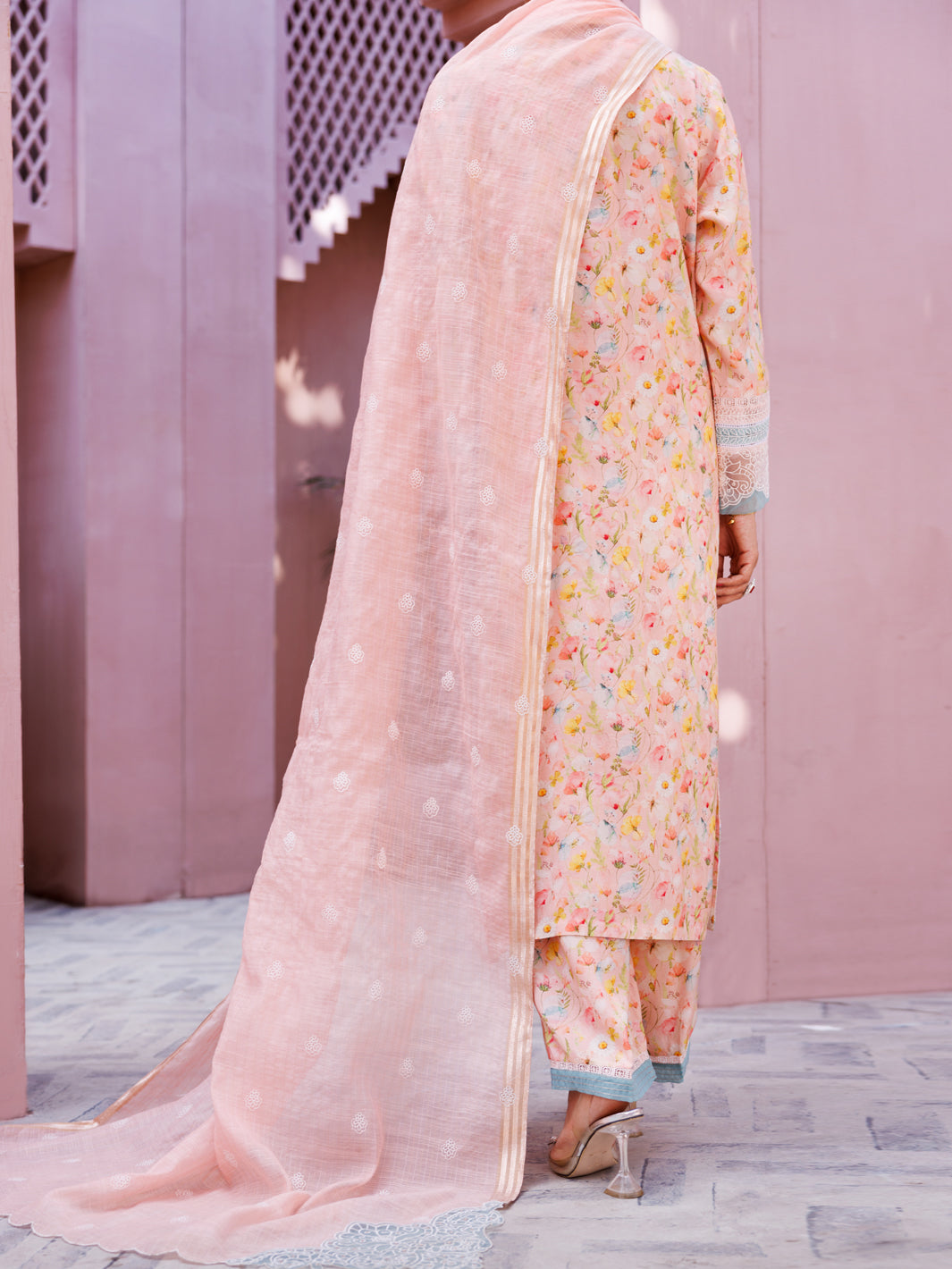 Light Pink Maple Silk 3 Piece Stitched - ALP-3PS-1915 - Almirah Online