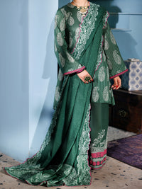 Green Stripe Dobby 3 Piece Stitched - ALP-3PS-1919