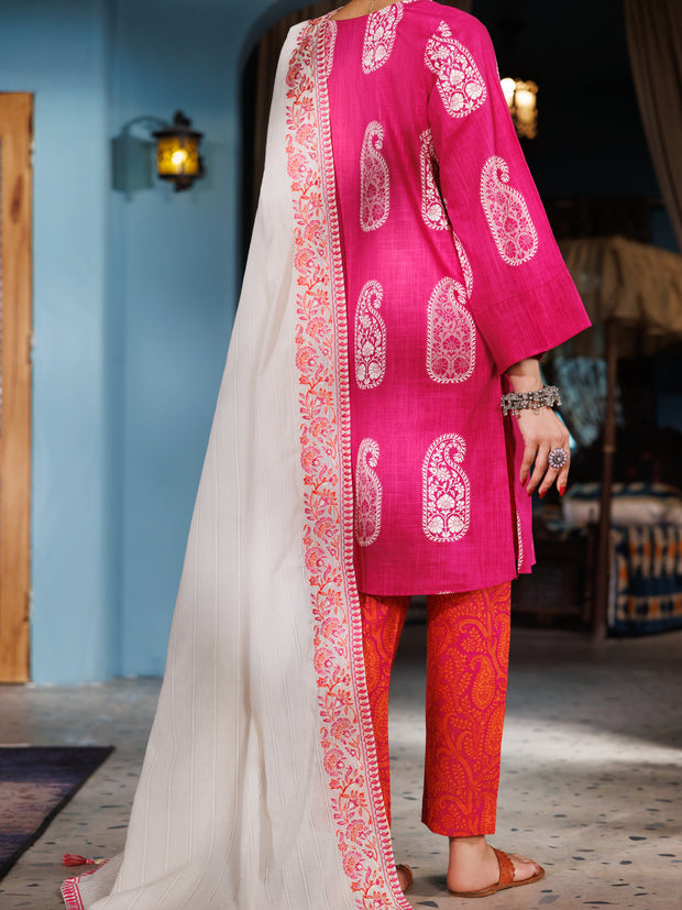 Pink Cotton Dobby 3 Piece Stitched - ALP-3PS-1920 - Almirah Online