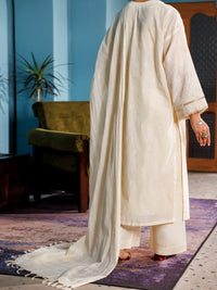 Off White Cotton Dobby 3Pc Unstitched - ALP-3PS-1925