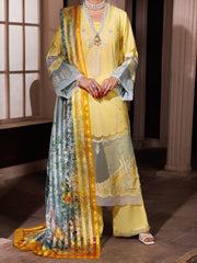 Yellow Poly Lawn 3 Piece Unstitched - ALP-3PS-1946 - Almirah Online