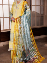 Yellow Poly Lawn 3 Piece Unstitched - ALP-3PS-1946 - Almirah Online