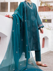 Green Dobby Jacquard 3 Piece Stitched - ALP-3PS-1950 - Almirah Online