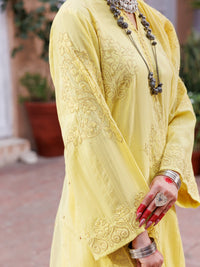 Yellow Dobby Jacquard 3 Piece Stitched - ALP-3PS-1952