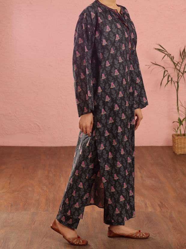 Black Cambric 2 Piece Unstitched - ALP-2PS-1972 - Almirah Online