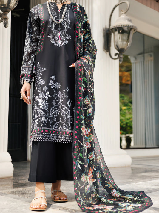 Black Lawn 3 Piece Stitched - ALP-3PS-1999