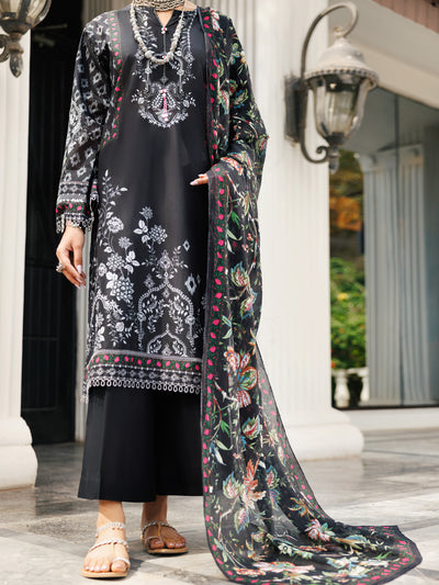 Black Lawn 3 Piece Stitched - ALP-3PS-1999