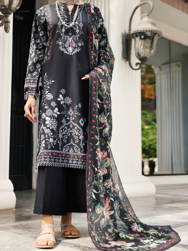 Black Lawn 3 Piece Stitched - ALP-3PS-1999