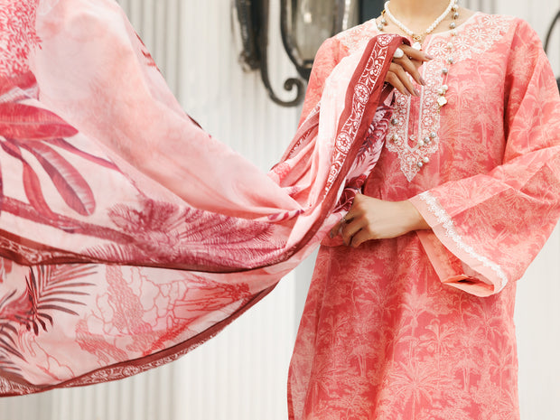 Light Pink Lawn 3 Piece Stitched - ALP-3PS-2007