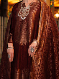 Maroon Yarn-Dyed Jacquard 3Pc Stitched - ALP-3PS-2020