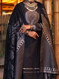 Charcoal Grey Yarn-Dyed Jacquard 3Pc Stitched - ALP-3PS-2022