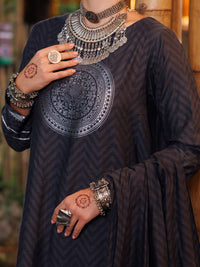 Charcoal Grey Yarn-Dyed Jacquard 3Pc Stitched - ALP-3PS-2022