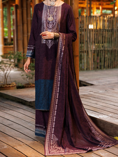 Purple Yarn-Dyed Jacquard 3 Piece Stitched - ALP-3PS-2024