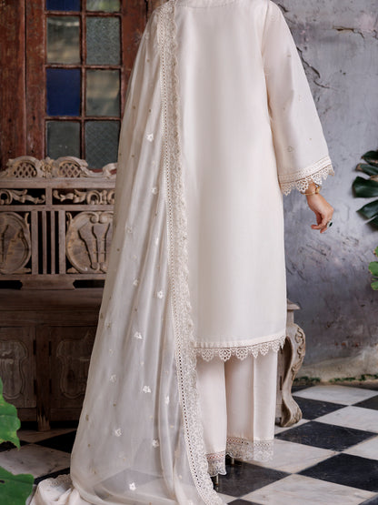 Off White Schiffl Lawn 3 Piece Stitched - ALP-3PS-2113