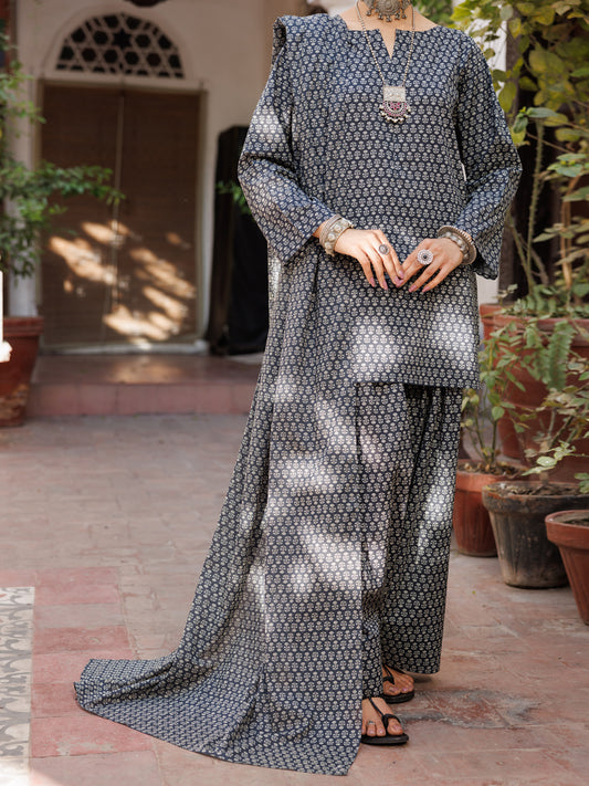 Black Lawn 3 Piece Stitched - ALP-3PS-2120
