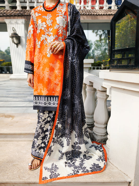 Orange Lawn 3Pc Stitched - ALP-3PS-2123