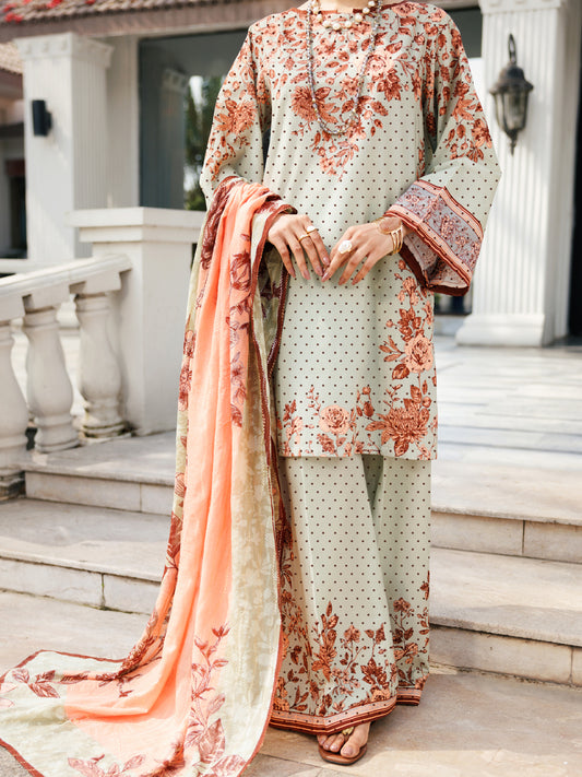 Sage Green Lawn 3 Piece Stitched - ALP-3PS-2125