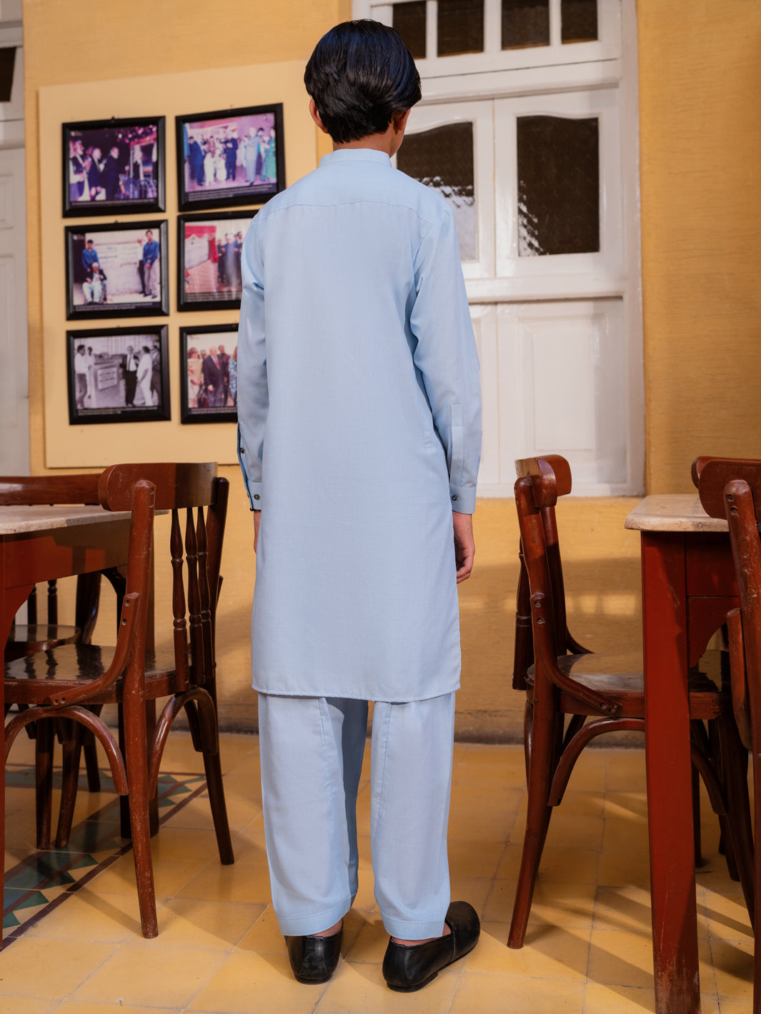Sky Blue Blended Kameez Shalwar - ALT-KS-088