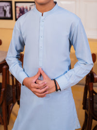 Sky Blue Blended Kameez Shalwar - ALT-KS-088