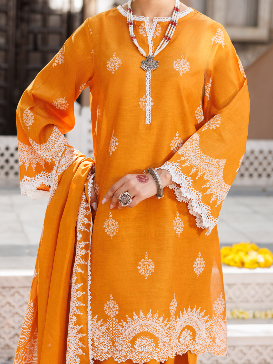 Mustard Lawn 3 Piece Stitched - ALP-3PS-2128
