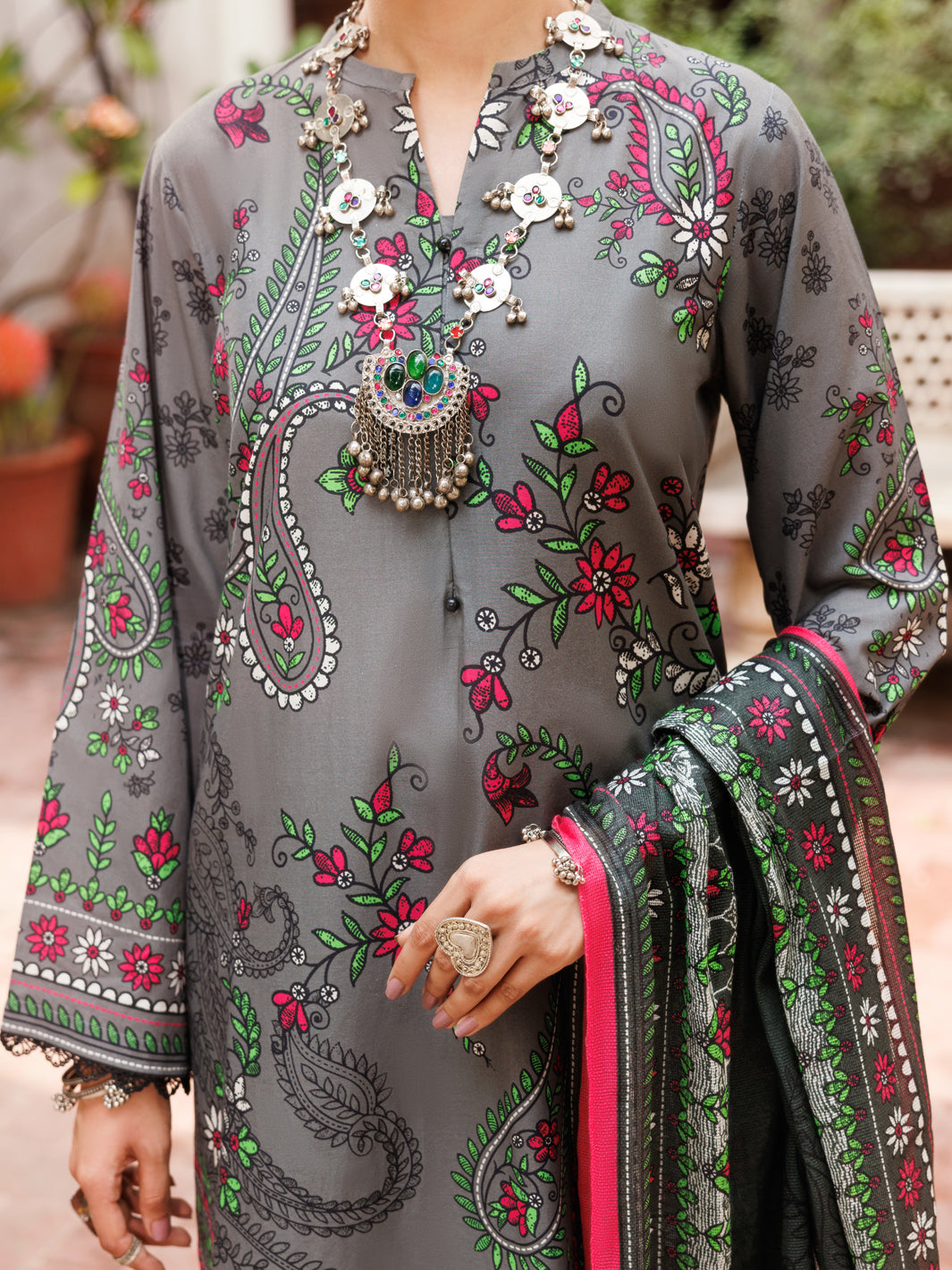 Grey Lawn 3Pc Stitched - ALP-3PS-2136