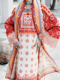 Cream Lawn 3 Piece Stitched - ALP-3PS-2138