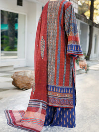 Maroon Lawn 3 Piece Stitched - ALP-3PS-2140