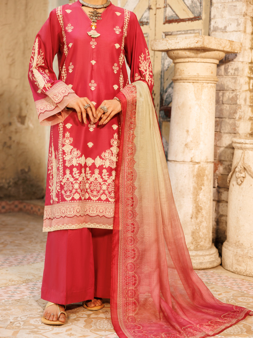 Pink Cambric 3Pc Stitched - ALP-3PS-2142
