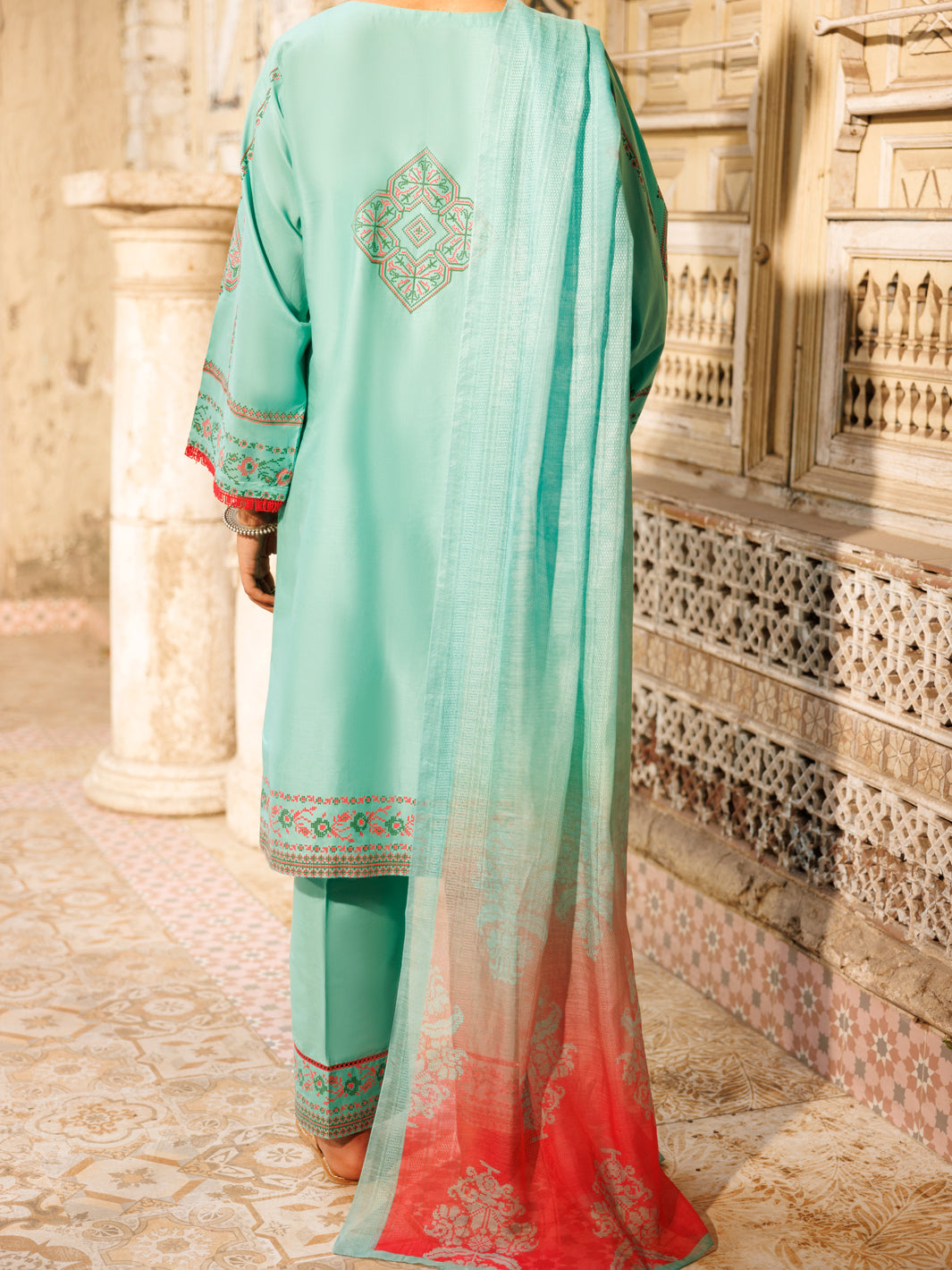 Aqua Blue Cambric 3Pc Stitched - ALP-3PS-2143