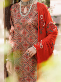 Brown Lawn 3 Piece Stitched - ALP-3PS-2149