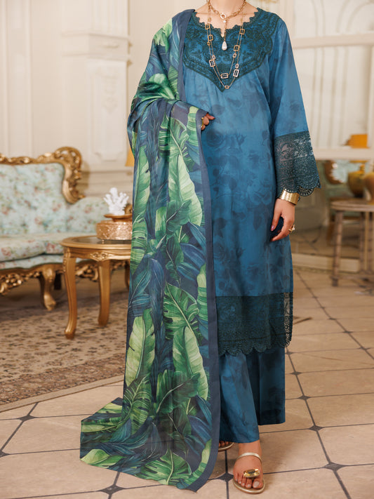 Teal Lawn 3 Piece Stitched - ALP-3PS-2150