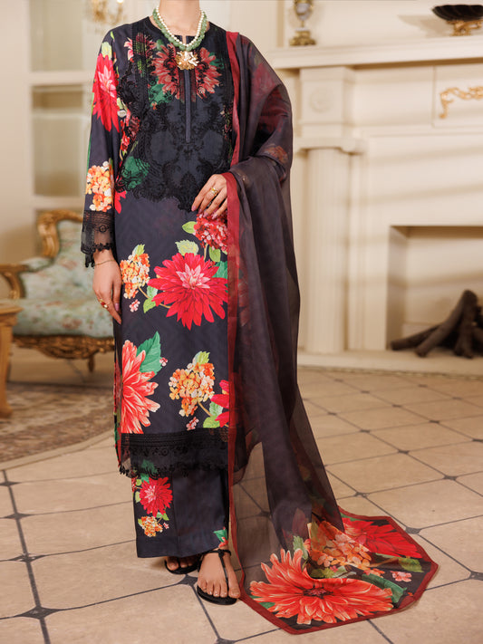 Black Lawn 3 Piece Stitched - ALP-3PS-2152