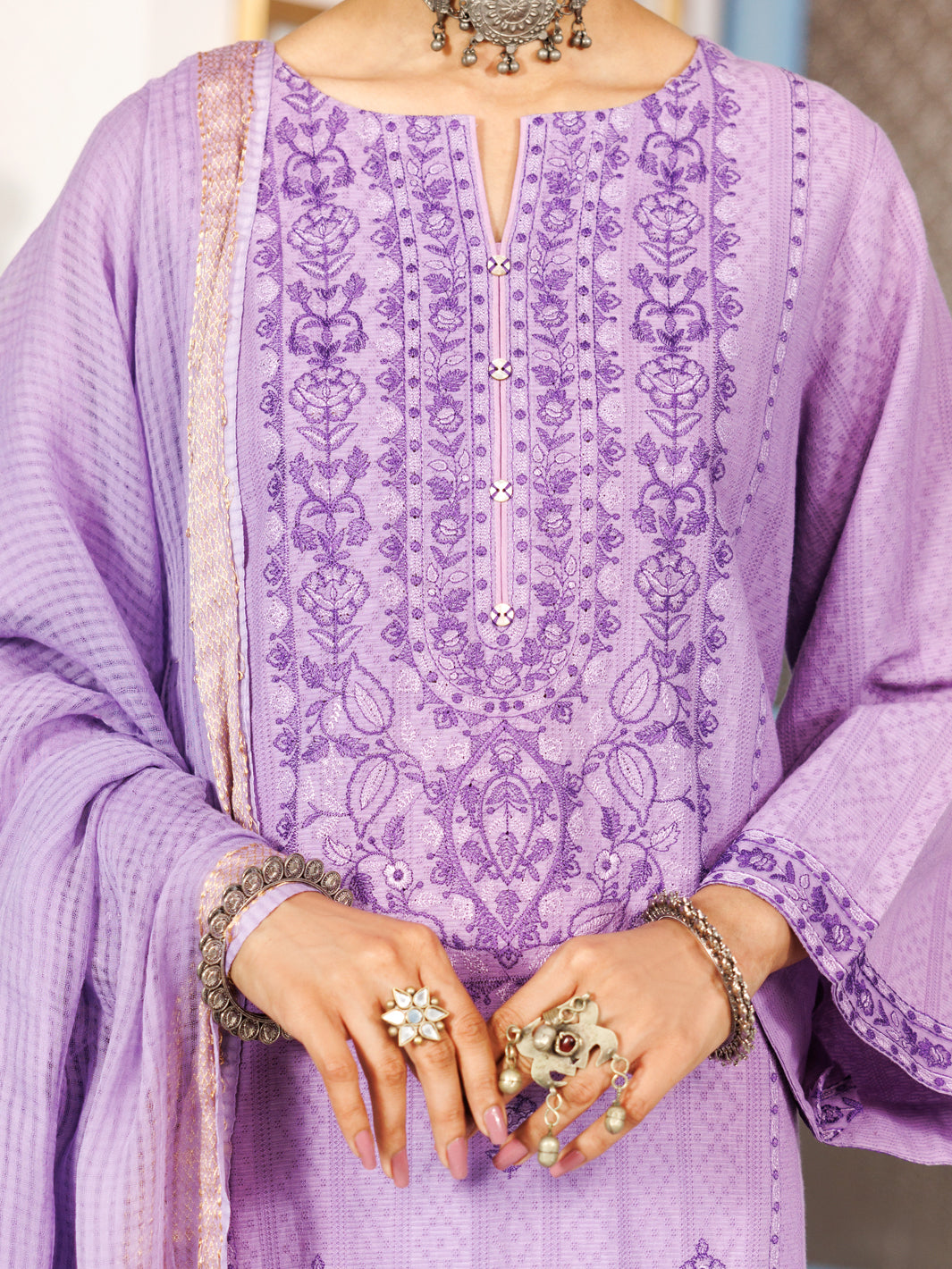 Light Purple Dobby 3 Piece Stitched - ALP-3PS-2163
