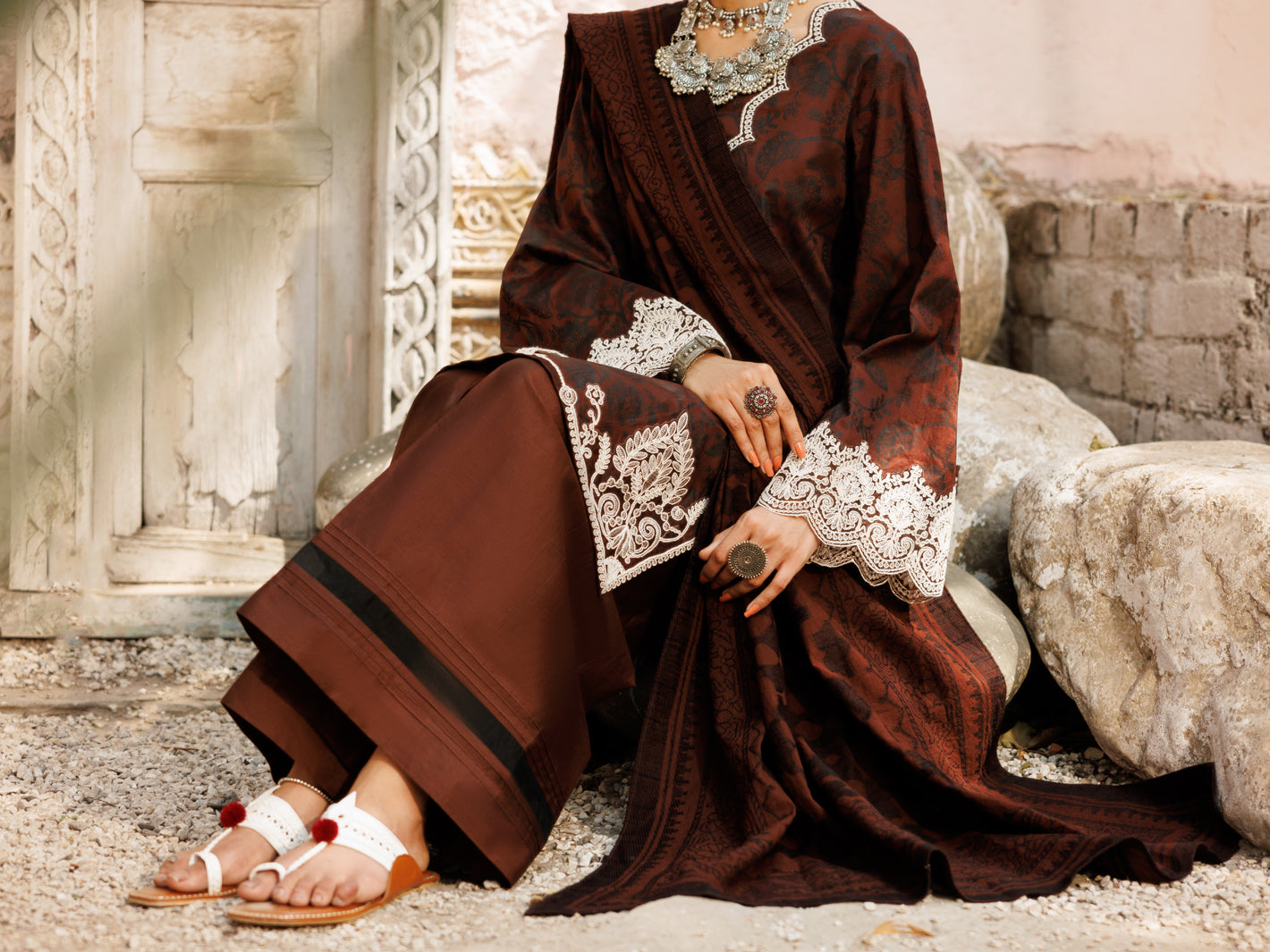 Brown Dobby 3Pc Stitched - ALP-3PS-2174