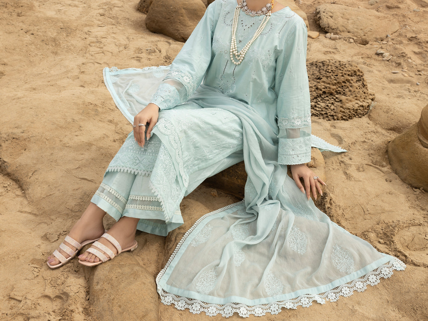 Sky Blue Lawn 3 Piece Unstitched - ALP-3PS-2181