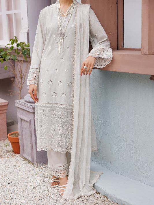 Light Grey Lawn 3Pc Stitched - ALP-3PS-2186