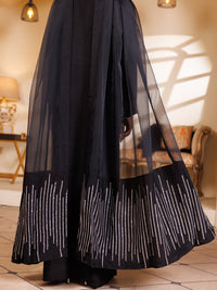 Black Raw Silk 3Pc Stitched - ALP-3PS-2197