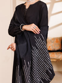 Black Raw Silk 3Pc Stitched - ALP-3PS-2197