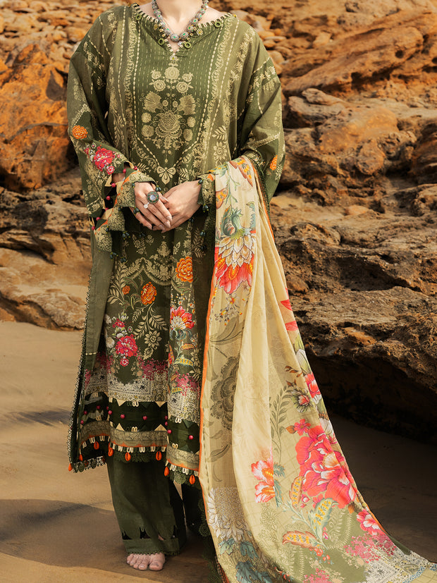 Mehndi Green Lawn 3 Piece Unstitched - ALP-3PS-2201