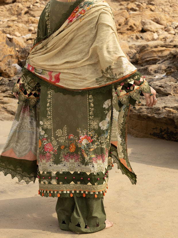Mehndi Green Lawn 3 Piece Unstitched - ALP-3PS-2201
