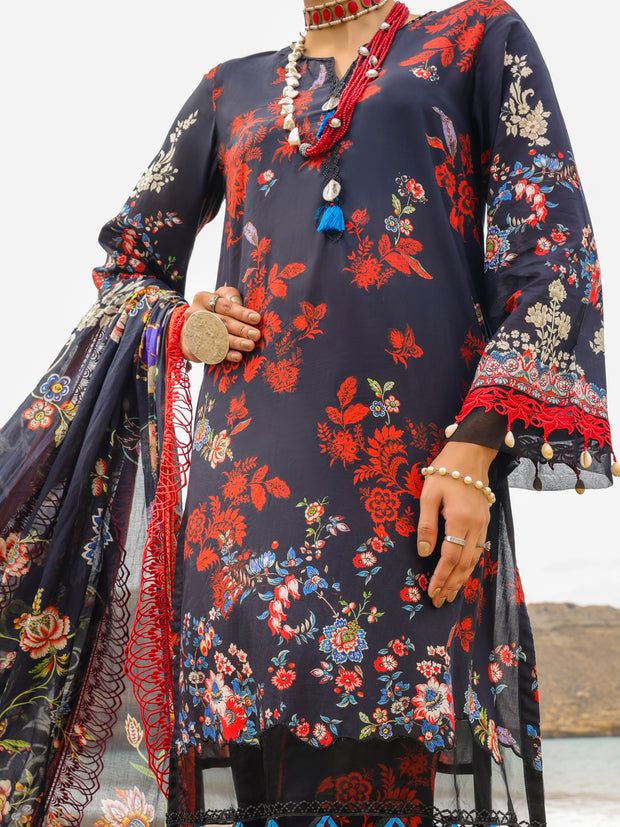 Black Lawn 3 Piece Unstitched - ALP-3PS-2207