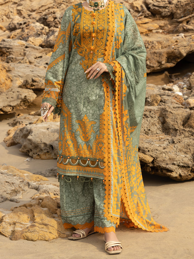 Sage Green Lawn 3 Piece Unstitched - ALP-3PS-2218